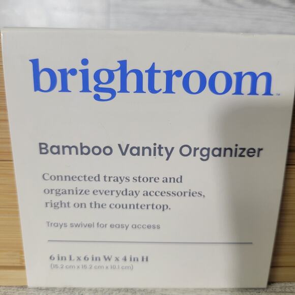 Brightroom Square Swivel Hinge Bamboo Countertop Organizer 6x6x4 - Picture 2 of 6